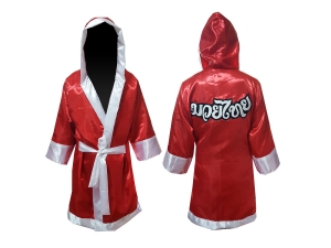 Kanong Custom Red Boxing Robe : Red-White